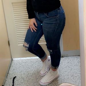 darkwashed ripped jeggings